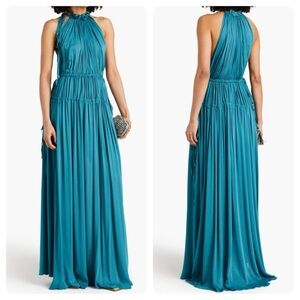 BONDI BORN Resplendent Gathered crinkled satin-twill maxi dress Derwent Small S